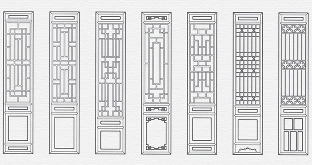 汉南常用中式仿古花窗图案隔断设计图