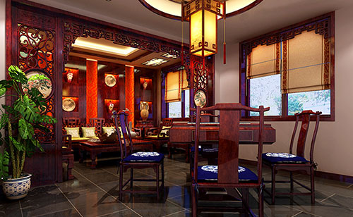 汉南古典中式风格茶楼包间设计装修效果图